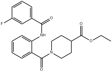 ethyl 1-[(2-{[(3-fluorophenyl)carbonyl]amino}phenyl)carbonyl]piperidine-4-carboxylate Structural