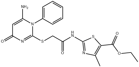ethyl 2-({[(6-amino-4-oxo-1-phenyl-1,4-dihydropyrimidin-2-yl)sulfanyl]acetyl}amino)-4-methyl-1,3-thiazole-5-carboxylate Structural
