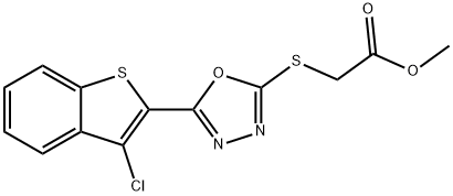 methyl 2-((5-(3-chlorobenzo[b]thiophen-2-yl)-1,3,4-oxadiazol-2-yl)thio)acetate Structural