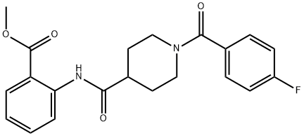 methyl 2-[({1-[(4-fluorophenyl)carbonyl]piperidin-4-yl}carbonyl)amino]benzoate Structural