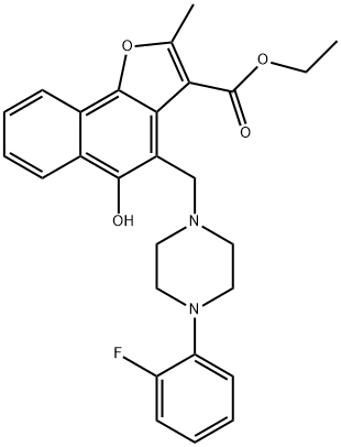 ethyl 4-((4-(2-fluorophenyl)piperazin-1-yl)methyl)-5-hydroxy-2-methylnaphtho[1,2-b]furan-3-carboxylate Structural
