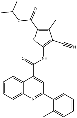 propan-2-yl 4-cyano-3-methyl-5-({[2-(2-methylphenyl)quinolin-4-yl]carbonyl}amino)thiophene-2-carboxylate Structural