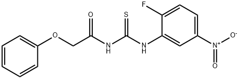 N-[(2-fluoro-5-nitrophenyl)carbamothioyl]-2-phenoxyacetamide Structural