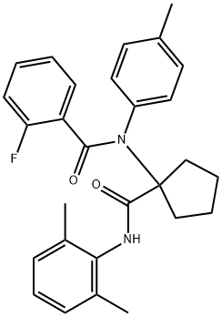 N-{1-[(2,6-dimethylphenyl)carbamoyl]cyclopentyl}-2-fluoro-N-(4-methylphenyl)benzamide Structural