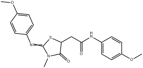 N-(4-methoxyphenyl)-2-{(2E)-2-[(4-methoxyphenyl)imino]-3-methyl-4-oxo-1,3-thiazolidin-5-yl}acetamide Structural