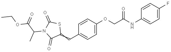 ethyl 2-[(5E)-5-(4-{2-[(4-fluorophenyl)amino]-2-oxoethoxy}benzylidene)-2,4-dioxo-1,3-thiazolidin-3-yl]propanoate Structural