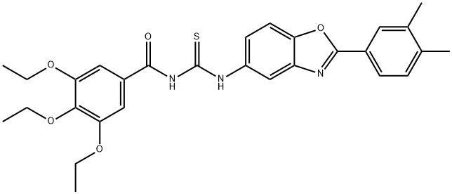 N-{[2-(3,4-dimethylphenyl)-1,3-benzoxazol-5-yl]carbamothioyl}-3,4,5-triethoxybenzamide Structural