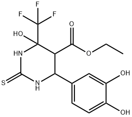 ethyl 6-(3,4-dihydroxyphenyl)-4-hydroxy-2-thioxo-4-(trifluoromethyl)hexahydro-5-pyrimidinecarboxylate Structural