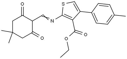 ethyl (E)-2-(((4,4-dimethyl-2,6-dioxocyclohexyl)methylene)amino)-4-(p-tolyl)thiophene-3-carboxylate Structural