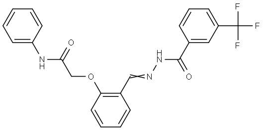 N-phenyl-2-{2-[(E)-(2-{[3-(trifluoromethyl)phenyl]carbonyl}hydrazinylidene)methyl]phenoxy}acetamide Structural