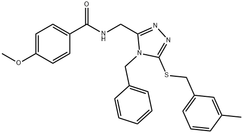 N-((4-benzyl-5-((3-methylbenzyl)thio)-4H-1,2,4-triazol-3-yl)methyl)-4-methoxybenzamide Structural