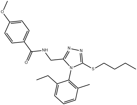 N-((5-(butylthio)-4-(2-ethyl-6-methylphenyl)-4H-1,2,4-triazol-3-yl)methyl)-4-methoxybenzamide Structural