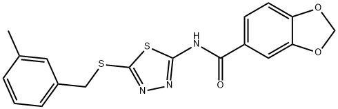 N-(5-((3-methylbenzyl)thio)-1,3,4-thiadiazol-2-yl)benzo[d][1,3]dioxole-5-carboxamide Structural