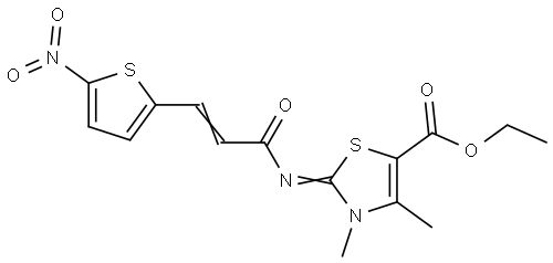 ethyl (E)-3,4-dimethyl-2-(((E)-3-(5-nitrothiophen-2-yl)acryloyl)imino)-2,3-dihydrothiazole-5-carboxylate Structural