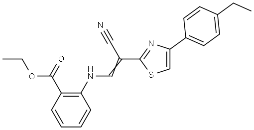 ethyl (Z)-2-((2-cyano-2-(4-(4-ethylphenyl)thiazol-2-yl)vinyl)amino)benzoate Structural