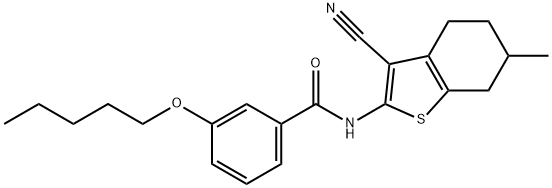N-(3-cyano-6-methyl-4,5,6,7-tetrahydrobenzo[b]thiophen-2-yl)-3-(pentyloxy)benzamide Structural