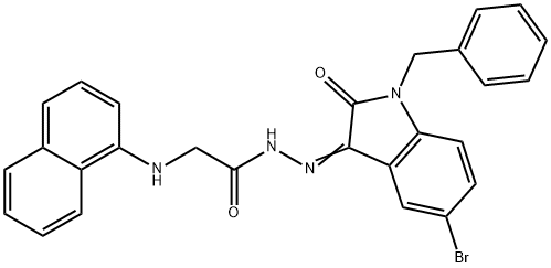 N-[(Z)-(1-benzyl-5-bromo-2-oxoindol-3-ylidene)amino]-2-(naphthalen-1-ylamino)acetamide Structural