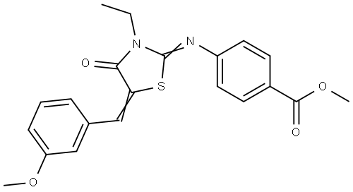 methyl 4-{[(2E,5E)-3-ethyl-5-(3-methoxybenzylidene)-4-oxo-1,3-thiazolidin-2-ylidene]amino}benzoate Structural