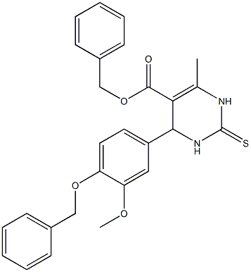 benzyl 4-(4-(benzyloxy)-3-methoxyphenyl)-6-methyl-2-thioxo-1,2,3,4-tetrahydropyrimidine-5-carboxylate Structural