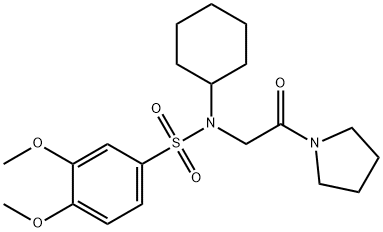 N-cyclohexyl-3,4-dimethoxy-N-[2-oxo-2-(pyrrolidin-1-yl)ethyl]benzenesulfonamide Structural