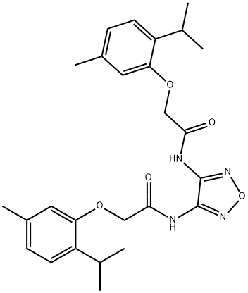 N,N'-1,2,5-oxadiazole-3,4-diylbis[2-(2-isopropyl-5-methylphenoxy)acetamide] Structural