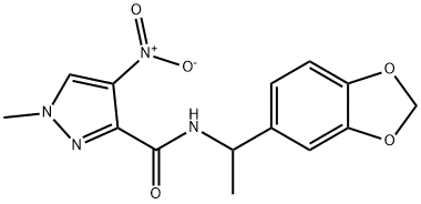 N-[1-(1,3-benzodioxol-5-yl)ethyl]-1-methyl-4-nitropyrazole-3-carboxamide Structural