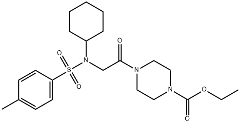 ethyl 4-{N-cyclohexyl-N-[(4-methylphenyl)sulfonyl]glycyl}piperazine-1-carboxylate Structural