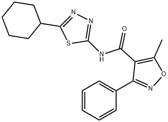 N-(5-cyclohexyl-1,3,4-thiadiazol-2-yl)-5-methyl-3-phenyl-1,2-oxazole-4-carboxamide Structural