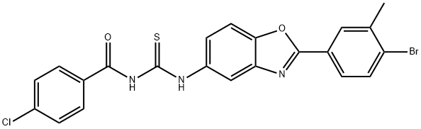 N-{[2-(4-bromo-3-methylphenyl)-1,3-benzoxazol-5-yl]carbamothioyl}-4-chlorobenzamide Structural