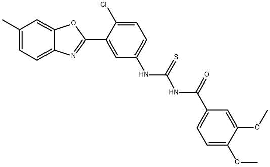 N-{[4-chloro-3-(6-methyl-1,3-benzoxazol-2-yl)phenyl]carbamothioyl}-3,4-dimethoxybenzamide Structural