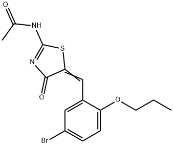 N-[(5Z)-5-(5-bromo-2-propoxybenzylidene)-4-oxo-4,5-dihydro-1,3-thiazol-2-yl]acetamide Structural