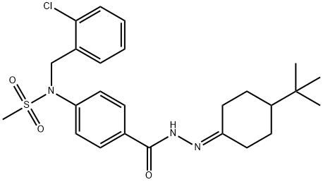 N-(4-{[2-(4-tert-butylcyclohexylidene)hydrazinyl]carbonyl}phenyl)-N-(2-chlorobenzyl)methanesulfonamide Structural