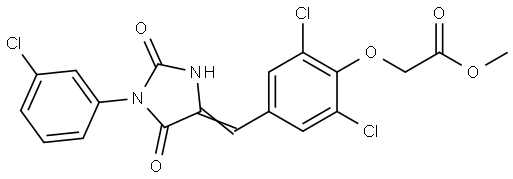 methyl (2,6-dichloro-4-{(E)-[1-(3-chlorophenyl)-2,5-dioxoimidazolidin-4-ylidene]methyl}phenoxy)acetate Structural
