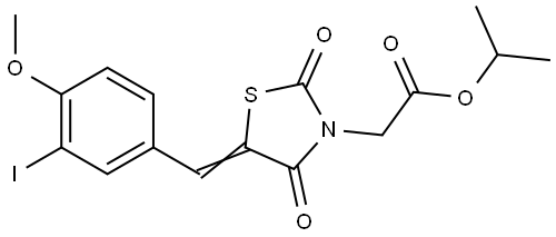 propan-2-yl [(5E)-5-(3-iodo-4-methoxybenzylidene)-2,4-dioxo-1,3-thiazolidin-3-yl]acetate Structural
