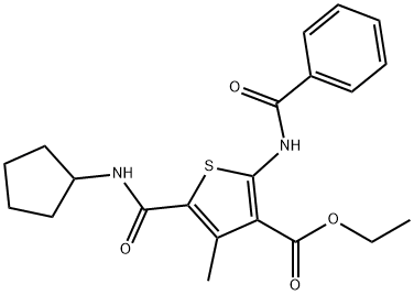 ethyl 5-(cyclopentylcarbamoyl)-4-methyl-2-[(phenylcarbonyl)amino]thiophene-3-carboxylate Structural