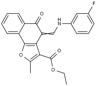 ethyl (Z)-4-(((3-fluorophenyl)amino)methylene)-2-methyl-5-oxo-4,5-dihydronaphtho[1,2-b]furan-3-carboxylate Structural
