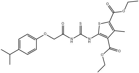 diethyl 3-methyl-5-[({[4-(propan-2-yl)phenoxy]acetyl}carbamothioyl)amino]thiophene-2,4-dicarboxylate Structural
