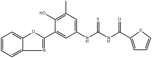 N-{[3-(1,3-benzoxazol-2-yl)-4-hydroxy-5-methylphenyl]carbamothioyl}thiophene-2-carboxamide Structural