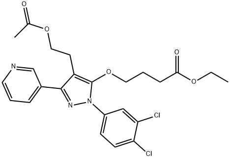 Ethyl 4-(4-(2-acetoxyethyl)-1-(3,4-dichlorophenyl)-3-(pyridin-3-yl)-1H-pyrazol-5- yloxy) butanoate Structural