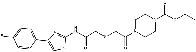 ethyl 4-(2-((2-((4-(4-fluorophenyl)thiazol-2-yl)amino)-2-oxoethyl)thio)acetyl)piperazine-1-carboxylate Structural