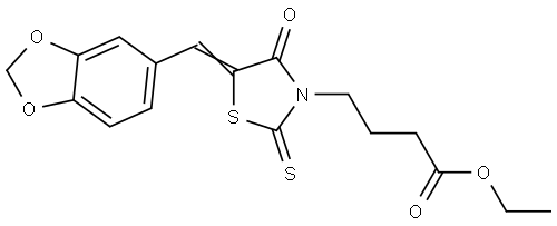 ethyl (Z)-4-(5-(benzo[d][1,3]dioxol-5-ylmethylene)-4-oxo-2-thioxothiazolidin-3-yl)butanoate Structural