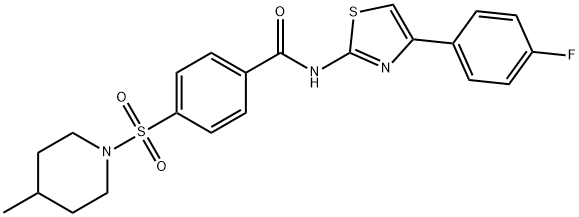 N-(4-(4-fluorophenyl)thiazol-2-yl)-4-((4-methylpiperidin-1-yl)sulfonyl)benzamide Structural