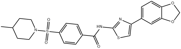 N-(4-(benzo[d][1,3]dioxol-5-yl)thiazol-2-yl)-4-((4-methylpiperidin-1-yl)sulfonyl)benzamide Structural