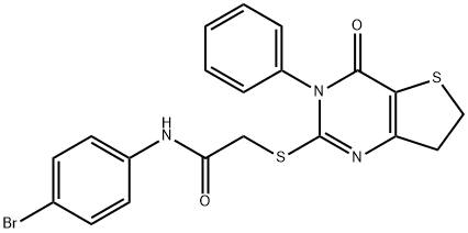 N-(4-bromophenyl)-2-((4-oxo-3-phenyl-3,4,6,7-tetrahydrothieno[3,2-d]pyrimidin-2-yl)thio)acetamide Structural