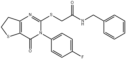N-benzyl-2-((3-(4-fluorophenyl)-4-oxo-3,4,6,7-tetrahydrothieno[3,2-d]pyrimidin-2-yl)thio)acetamide Structural