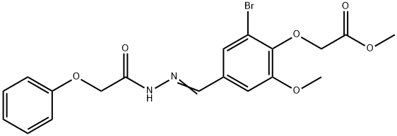 methyl (2-bromo-6-methoxy-4-{(E)-[2-(phenoxyacetyl)hydrazinylidene]methyl}phenoxy)acetate Structural