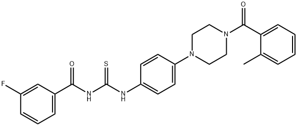 N-(3-fluorobenzoyl)-N'-{4-[4-(2-methylbenzoyl)-1-piperazinyl]phenyl}thiourea Structural