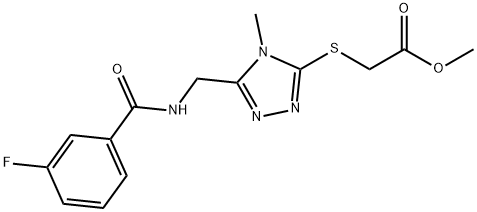 methyl 2-((5-((3-fluorobenzamido)methyl)-4-methyl-4H-1,2,4-triazol-3-yl)thio)acetate Structural