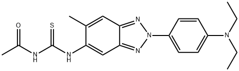 N-[[2-[4-(diethylamino)phenyl]-6-methylbenzotriazol-5-yl]carbamothioyl]acetamide Structural