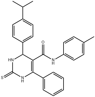 N-(4-methylphenyl)-4-phenyl-6-[4-(propan-2-yl)phenyl]-2-sulfanyl-1,6-dihydropyrimidine-5-carboxamide Structural